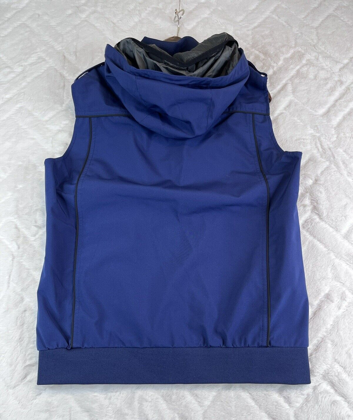 Baubax Jacket Mens S Blue Travel Vest Front Zip Hooded Multi Pockets Tool - second product detail image