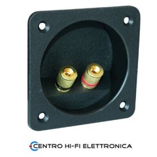 Morsettiera per Altoparlante 2 poli prese 4mm da incasso quadrata 75,9 x 75,9 mm