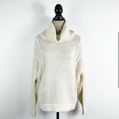 NWOT Topshop Women's Ivory Chunky Cable Knit Turtleneck Sweater