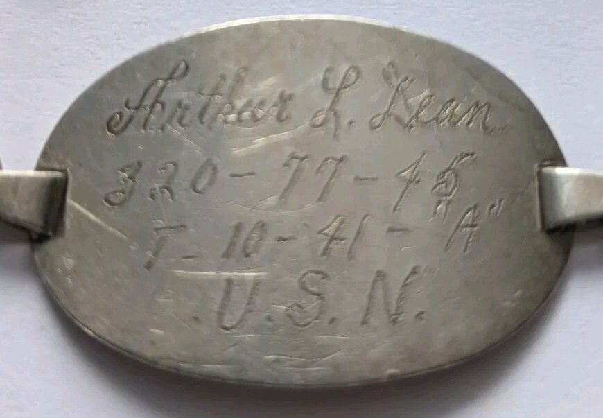 WW2 US Navy Sterling ID Bracelet - Arthur L Dean 320-77-45 1941 | eBay