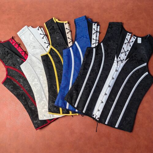 Corset Vest Medieval Dress Waistcoat Lace Up Bones Tight Tops Wedding Stage - Picture 3 of 21