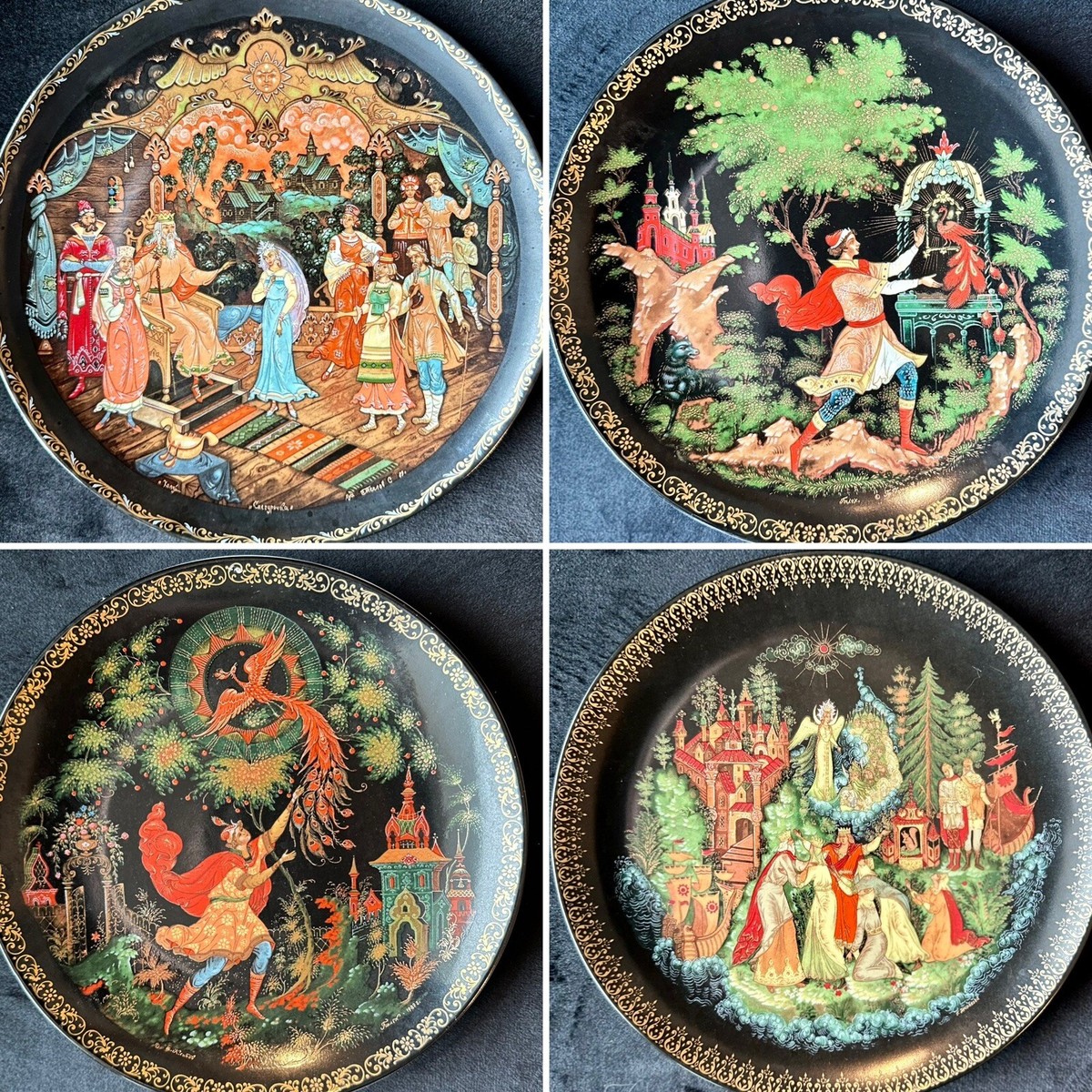 Vintage Set of 4 Limited Edition Russian Legends Fairy Tale Plates