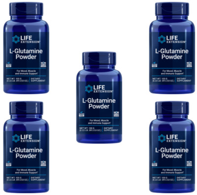 Lot of 5 Life Extension L-Glutamine Powder for Mood Muscle Immune Support 100g