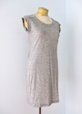 Athleta heather gray poly linen jersey knit tank dress back side draped  cowl XS | eBay