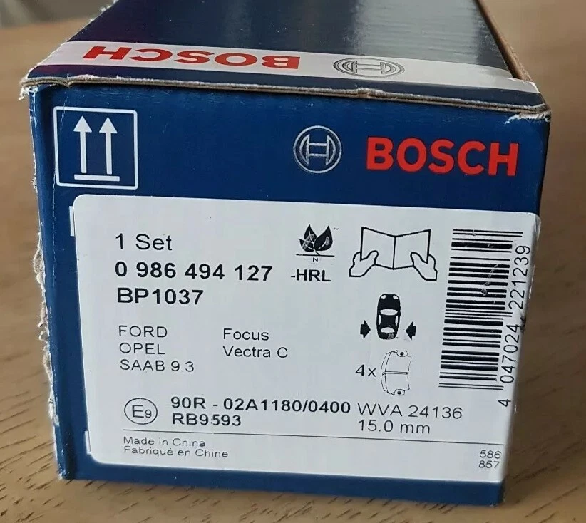 Bosch BRAKE PADS 1 Set Rear BOSCH 0986494127 BP1037 BRAND NEW in 