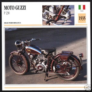 1935 Moto Guzzi P 238cc Italy Bike Motorcycle Photo Spec Sheet Info Stat Card