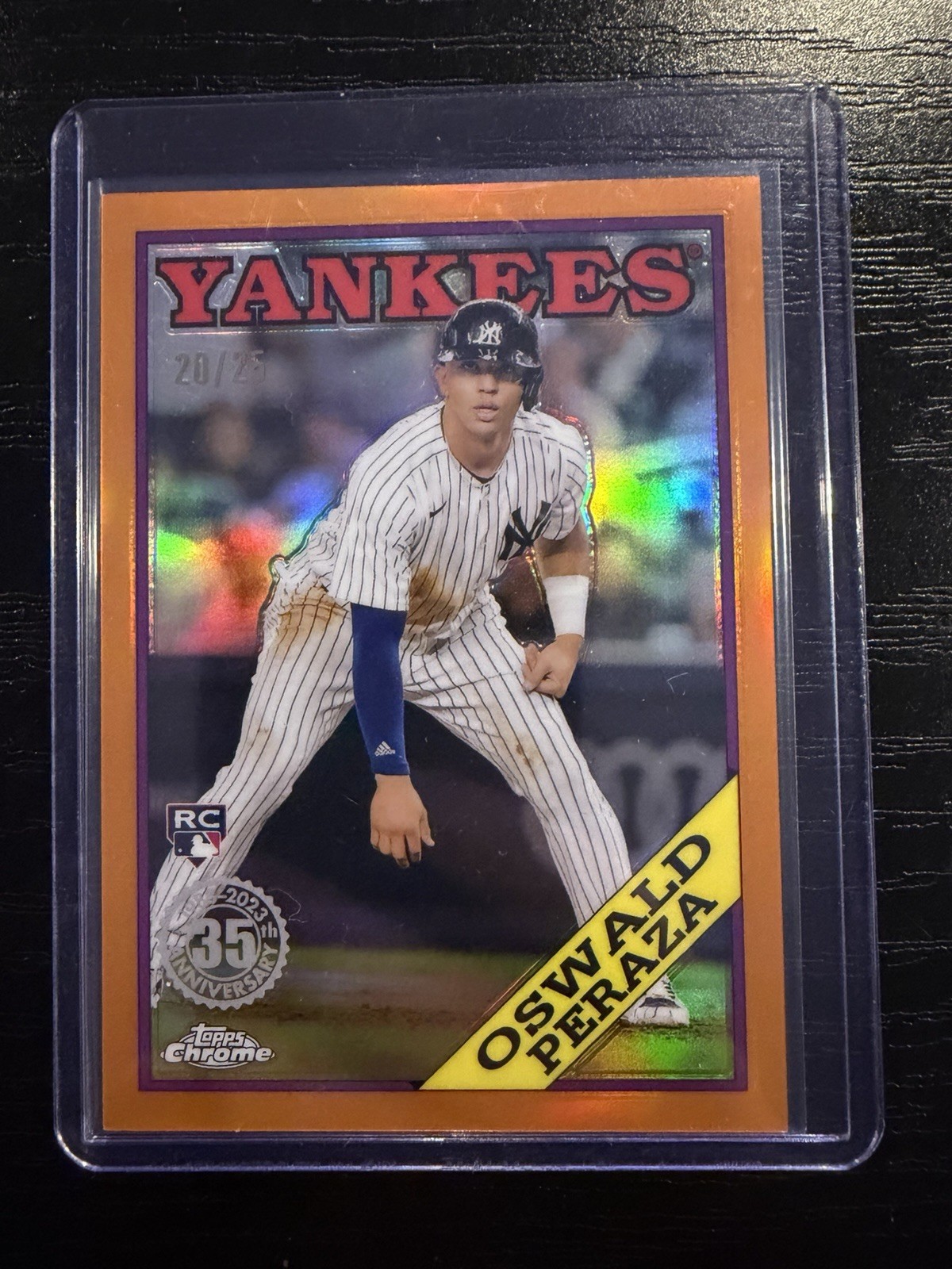 2023 Topps Chrome - 1988 Topps Baseball Oswald Peraza Orange Refractor /25 (RC)