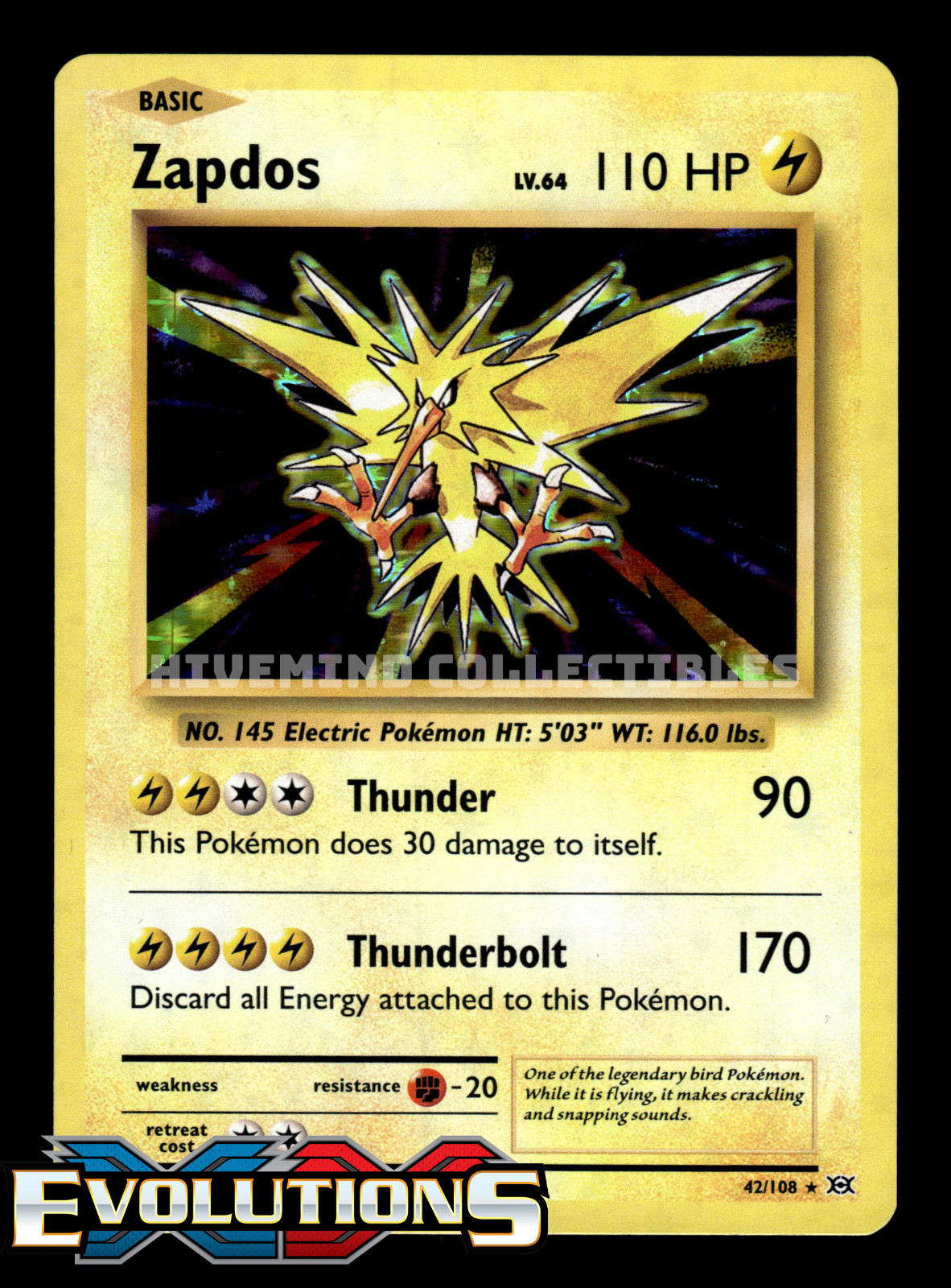 Zapdos 42/108 XY Evolutions Holo Rare Pokemon Card