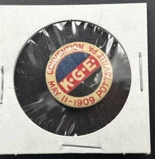 1909 K-G-E Convention Vintage Celluloid Pinback Button, Amazing Condition!