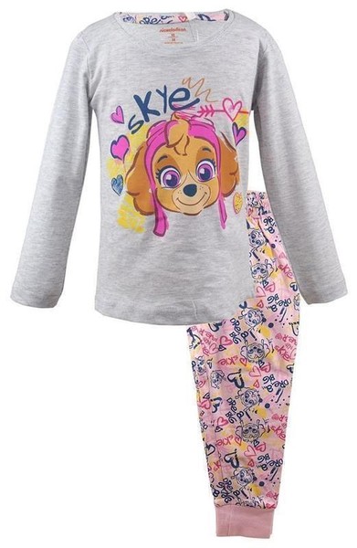 Paw Patrol MäDchen Schlafanzug Skye Langarm Pyjama NachtwäSche Rosa/Grau Gr. 116-image