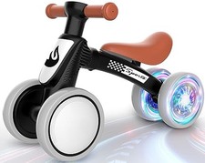 Colorful Lighting Baby Balance Bike Toys for 1 Year Old Boy Gifts, 10-36 Black