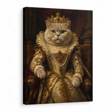 Royal Cat Canvas Wall Art Queen British Short...