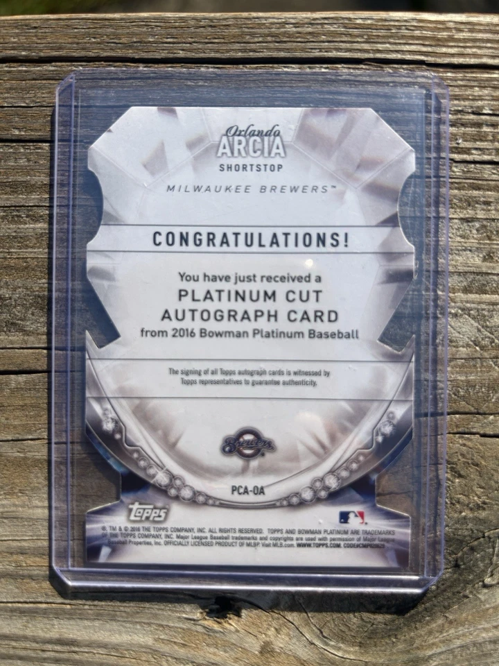 Autógrafo Topps Bowman Platinum Platinum Cut Orlando Arcia Orange 2016/5 Foto 2 de 2