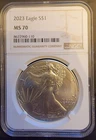 2023 American Eagle NGC MS70 Bullion Vtg Rare -0.999 Silver 1 Oz Ounce Art Coin