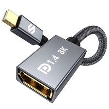8K Mini DisplayPort to DisplayPort 1.4 Adapter, 8K 60Hz 4K 144Hz Mini DP to D...