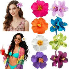 Hawaiian Flower Hair Clips for Women 8 Pcs Plumeria Hair Claw Clips, 3.5 Inch...