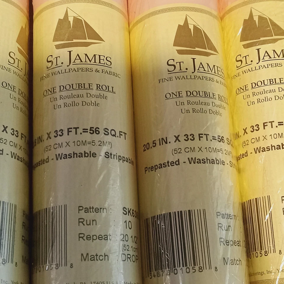 5 Double Rolls York St. James Wallpaper Pink W/Circles Prepasted  20.5"x33' Each - Image 2 of 4