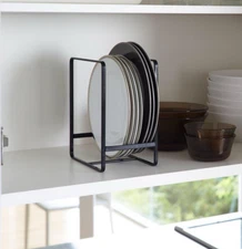 Yamazaki Home Black Vertical Space Saving Metal Dining Plate Organizer Rack