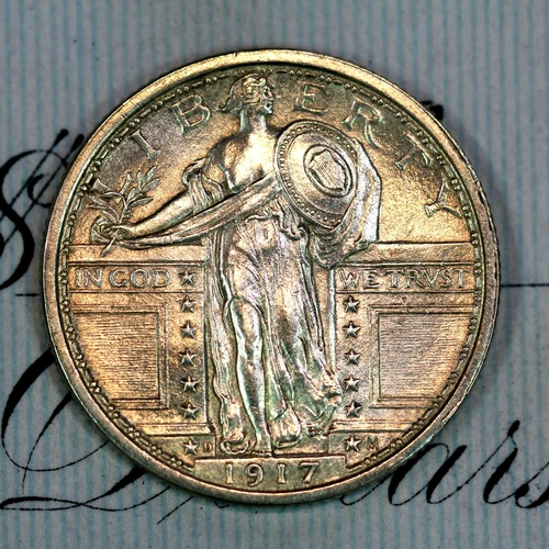 * 1917-D FH T1 * SUPERB+ GEM BU MS STANDING LIBERTY QUARTER * FROM COLLECTION