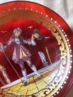 VTG Italian Venetian Enameled Portrait Gilt art Glass Bowl Trinket Dish Red NICE — photo 6