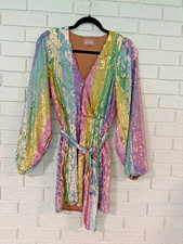 Show Me Your Mumu - Wear Me Out Dress in Rainbow Stripe Sequins - Size XS