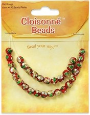 Red Cloisonne Beads - 30 Pieces, 6 Packs for Handmade Jewelry