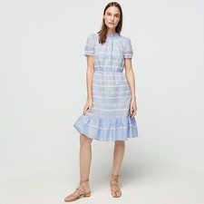 J.Crew Puff Sleeve Daisy Chain Dress Women's Blue Dainty Whimsical Size 6