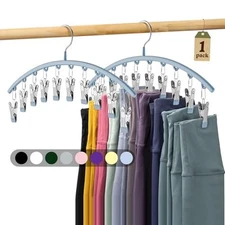 Legging Organizer for Closet, Metal Yoga Pants Hanger w/Rubber 1 Pack Blue
