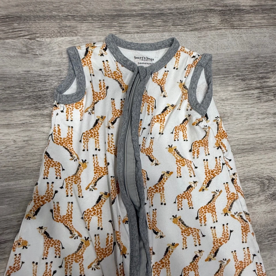 Cobertor vestível Burt's Bees bebê girafa saco de dormir 0-6M pequeno - Imagem 2 de 4