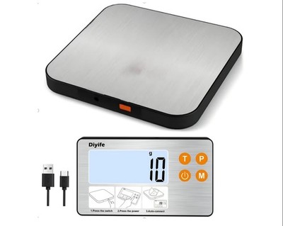 Rechargeable Digital Kitchen Food Scale 33lb Split Display Stainless Steel. NEW!