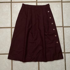 Vintage Wool Midi Wrap Skirt Sz 42 Burgundy Pleated Lined