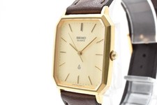 Exc 5 SEIKO Chariot 6030-5470 Gold Octagon Quartz Men's Watch From JAPAN