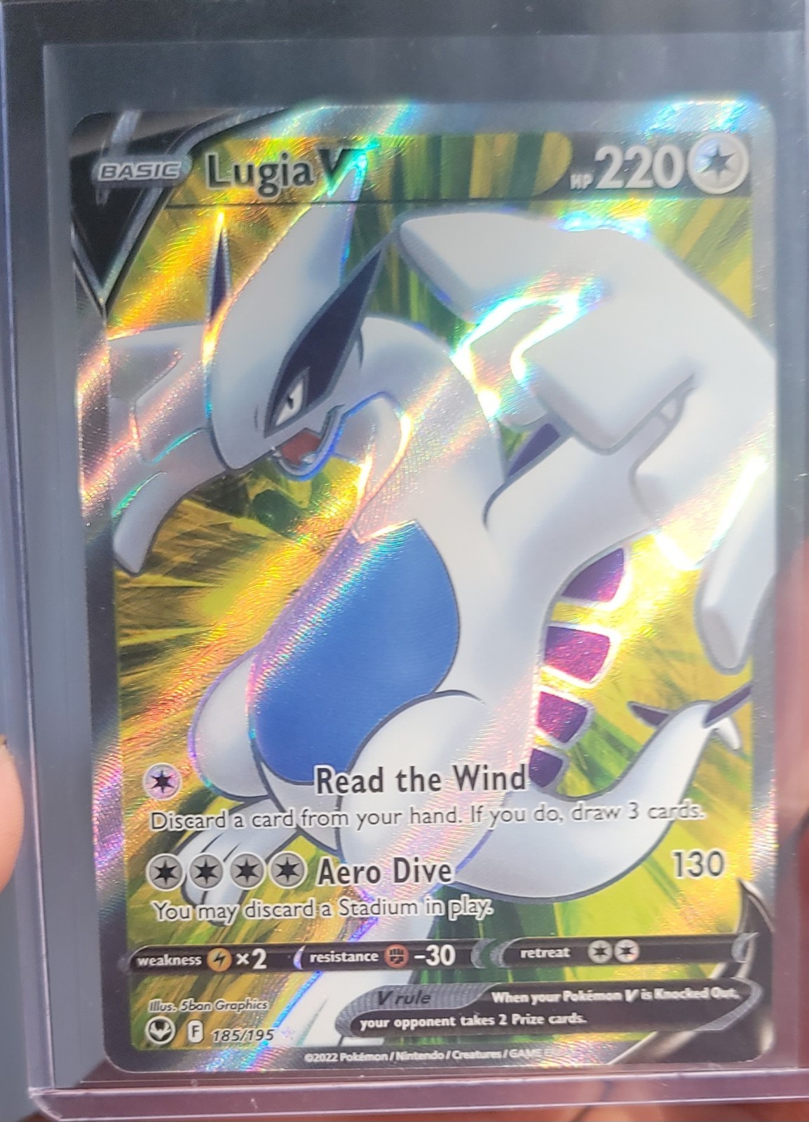 Lugia V (Full Art) 185/195 Swsh12: Sword & Shield - Silver Tempest Holo MINT