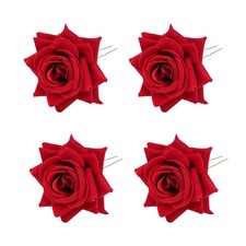 4 pieces of ladies' wine red rose hair clips, U-shaped flower hair clips, vin...