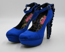 Betsey Johnson Daelyn Platform Pumps Royal Blue Satin Size 7