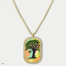 New Colorful Tree of Life Pendant Necklace Chain Image Dog Tag Chain Gift Design