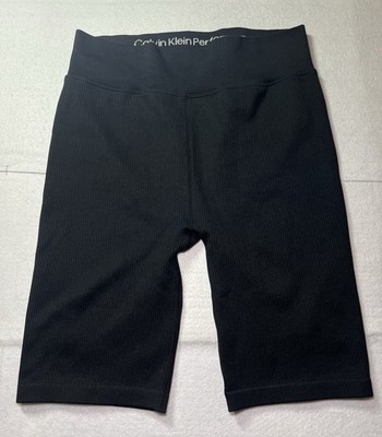 Calvin Klein Women s Performance High-Waist Ribbed Bike Shorts, Black XL