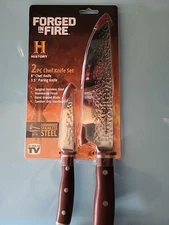 FORGED IN FIRE Stainless Steel 2 Pc Chef Knife Set 8” & 3.5” FREE SHIPPING!!!