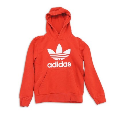 Adidas Hoodie Gr. 134 Kinder Rot Oberteil Baumwolle Logo Mädchen Freizeit