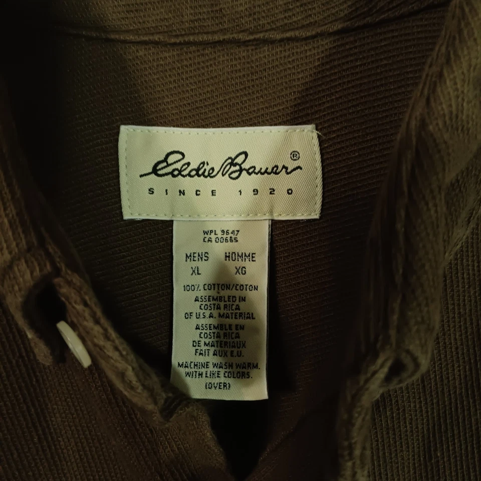 Camisa Eddie Bauer Pana Para Hombres XL Manga Larga Marrón Abotonada 100% Algodón Foto 3 de 4