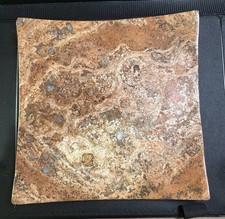 VTG. Marble Handcrafted Tray Brown Dijon, Red  Gray Stones W/curved Corners 8  