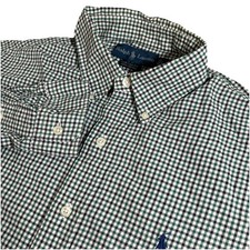 Ralph Lauren Shirt Men  s L Green Gingham Long Sleeve Pony Button Down Preppy VtG