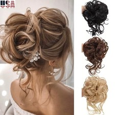 Curly Messy Bun Hair Piece Scrunchie Updo Cover Hair Extensions Real As Human US