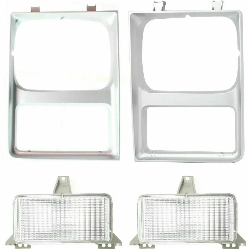 Fits 1985-1987 Chevrolet C/K Series Front Silver Headlight Bezel Signal Lights - Image 2 of 4