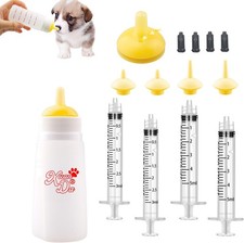 Kitten Bottle Feeding kit with Nipple and Syringe, Model 3, Yellow