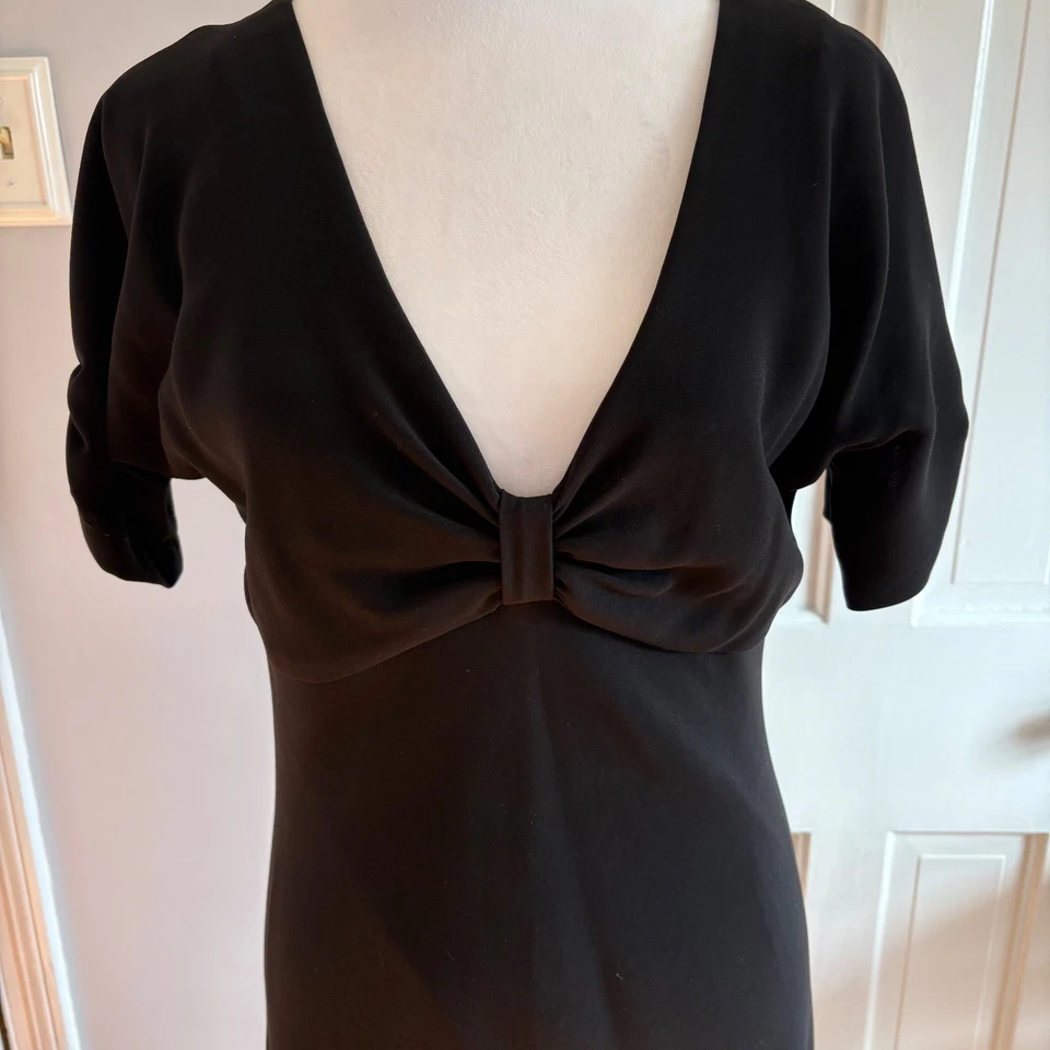 Vestido Jones New York Talla 10 Negro Cuello en V Midi Vestido de Cóctel Forrado Fiesta Año Nuevo Foto 2 de 4