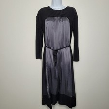 Simply Vera Wang A Line Dress Belted Goth Witchy Midi Modest Long Sleeve L