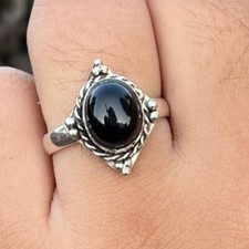 Natural Black onyx 925 Sterling Silver ring Handmade Gift For christmas A-660