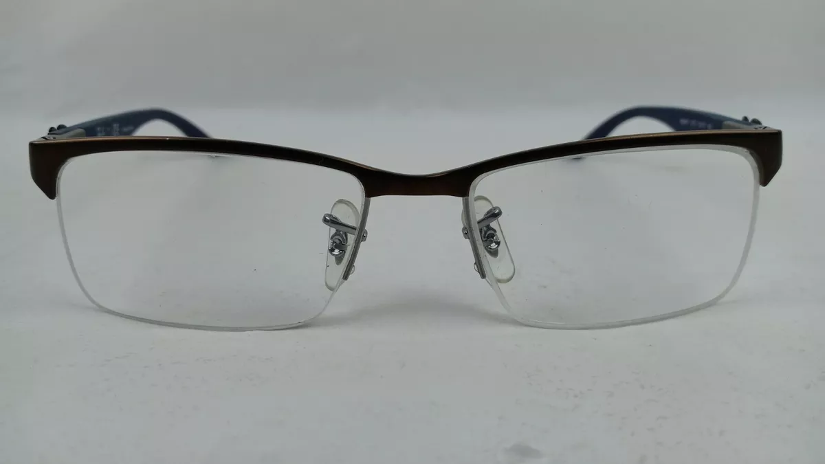 Ray Ban RB8411 2713 Eyeglasses Frame 52 17 140mm Brown Navy Half Rim Rectangular