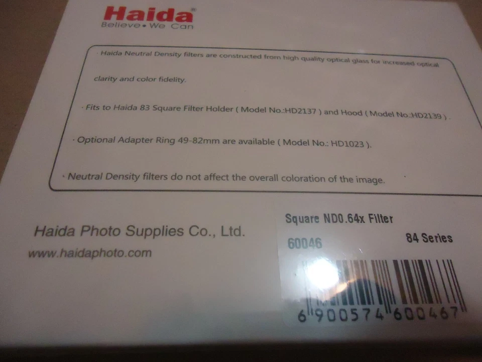 HAIDA INSERT ND FILTER ND 0.6,4X 84X95mm .OPTICAL GLASS - Image 3 of 4